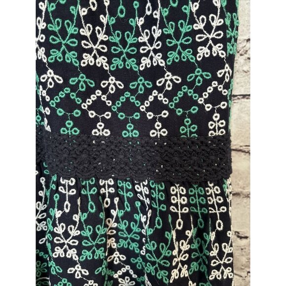 Maeve Anthropologie Navy Blue Tank Top Tunic Embroidered Green Size XS - Picture 5 of 6